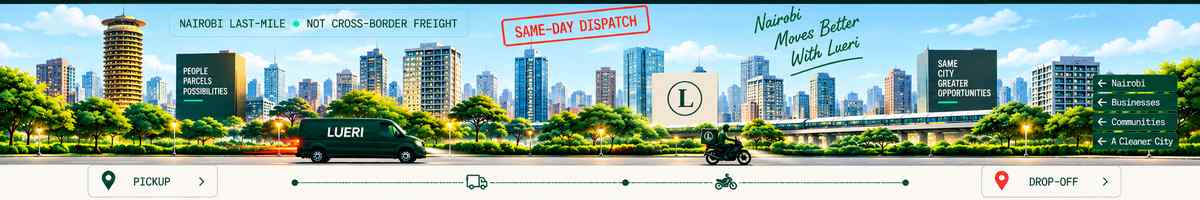 Nairobi cityscape with Lueri delivery vehicles